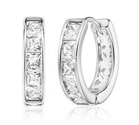 Linawe Moissanite Earrings, Silver Hoop Earrings for Women Trendy, Tragus Piercing Huggie Earrings, Helix Small Hoop Cartilage Earrings, Mini Chunky Tiny Stud Earrings
