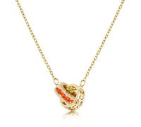 Linawe Orange Moissanite Imitation Diamond Crystal Gold Interlocking Circle Necklace for Women, Birthstone Rhinestone Cubic Zirconia Pendant Stainless Steel Chain Necklaces Hypoallergenic