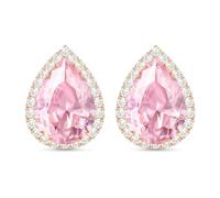 Linawe Pink Earrings Studs for Women, Imitation Diamond Morganite Teardrop Cartilage Earring Set, Stud Earrings Rose Gold Iridescent Rhinestone Crystal Hypoallergenic Jewellery
