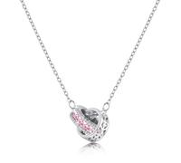 Linawe Pink Interlocking Circle Silver Pendant Necklace for Women, Hypoallergenic Stainless Steel Chain, Moissanite Imitation Diamond Crystal Rhinestone Birthstone Cubic Zirconia Necklaces