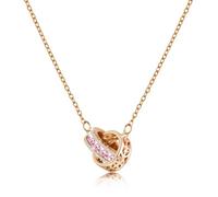Linawe Pink Moissanite Imitation Diamond Rose Gold Pendant Necklaces for Women, Statement Crystal Birthstone Rhinestone Cubic Zirconia Interlocking Circle Necklace, Stainless Steel Chain