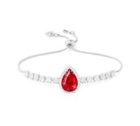 Linawe Red Crystal Imitation Diamond Bracelet, Silver Charms Bracelets for Women, Ruby Rhinestone Birthstone Moissanite White Gold Chain Bracelet Set, Prom Preppy Wedding Costume Jewellery