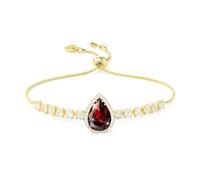 Linawe Red Crystal Imitation Diamond Bracelets for Women, Garnet Charm Gold Chain Bracelet Set, Rhinestone Birthstone Moissanite Cubic Zirconia Bracelet, Prom Costume Wedding Jewellery