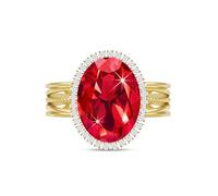 Linawe Ruby Red Birthstone Rings for Women, Chunky Gold Adjustable Open Circle Statement Rings, Vintage Oval Imitation Diamond Fake Crystal Gemstone Rings, Rhinestone Cubic Zirconia Costume Rings