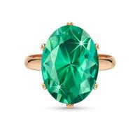 Linawe Turquoise Green Cubic Zirconia Rings for Women, Rose Gold Imitation Diamond Chunky Rings, Adjustable Moissanite Birthstone Crystal Rhinestone Prom Costume Jewellery