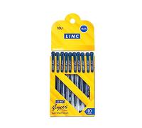 Linc Glycer Smooth Ball Pen Card Pack | 0.6 mm Nickel Silver Tip | Comfortable Elastomeric Rubber Grip | Fast flowing Ink Technology For Smudge-free writing | Blue, Set of 10