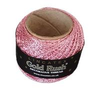LINCATEX Gold Rush Metallic Decorative Thread 80 Metre Rolls 20 Colours (Pink)