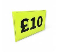 Lince Display Limited Black & Green Correx Market Price Sale Card Sign Board Double-Sided & Waterproof (£10)