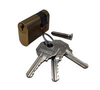 Lince - Half Oval Lock Cylinder | for Narrow Double Entry Profiles | C00 27x 10 Brass Finish. Supplied with Three Flat Keys.