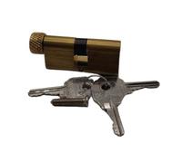 Lince - Oval Lock Cylinder with Button | for Narrow Double Entry Profiles | C00 27x B27L Brass Finish. Supplied with Three Flat Keys.