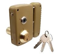 Lince Overlay Lock 5056BHE70D I Narrow Traditional Lock with Serreta Key I Gold Finish I Tube Cylinder Defense Swivel