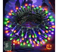 Lincentra Halloween Lights Outdoor 8 Modes 5M 50 LED with Timer, USB IP65 Waterproof Fairy Lights Battery Operated for Halloween Decorations, Purple&Orange&Green