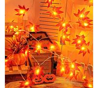 Lincentra Maple Leaves Fairy Lights, 3M 20LED Halloween String Lights Battery Operated with Timer, Autumn Leaf String Lights for Thanksgiving, Halloween, Christmas, Party Decoration Table Decoration