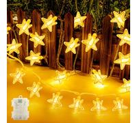 Lincentra Star Fairy Lights, 5M 30LED Christmas Fairy Lights Battery Operated, IP65 Waterproof Xmas String Lights with Timer, Star Decoration Lights for Wedding Birthday Party Bedroom Indoor Outdoor