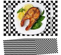 Lincia 100 Pcs Disposable Paper Placemats, 11'' x 17'' Black and White Checkered Flag Pattern for Dining Table, Party, Wedding, Dinner Table Decorations