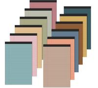 Lincia 12 Pcs 5" x 8" Small Legal Pads Colored Lined Note Pads Narrow Ruled Writing Notepads 50 Sheets Per Micro Paper Notebook Lined and Perforated for College Office Supplies (Natural Colors)