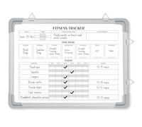 Lincia 16 x 12 Inch Fitness Tracker Whiteboard Workout Calendar for Home Gym Dry Erase Planner Hanging Removable to Do List for Wall Whiteboard with Aluminum Frame for Gym Fitness Program(Style A)