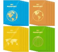 Lincia 24 Pcs Blank Passport Notebook Fake Passport Book Travel Journal Notebook Bulk Coloring Travel Airplane Activity Decor Projects (Bright Color)