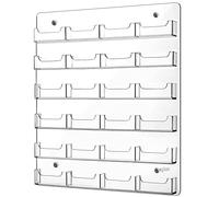 Lincia 24 Pockets Business Card Holder Wall Mount Multi Pockets Business Card Holder Display Rack Horizontal Clear Acrylic Display Documents Brochures Hanging Organizing for Office