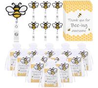 Lincia 24 Set Bee Badge Reels Employee Appreciation Gifts Inspirational Cards Organza Retractable Holder Clips for Coworkers Staff Thank You Gifts