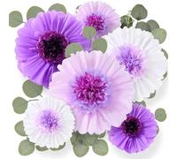 Lincia 40 Pcs Giant Paper Flowers and Artificial Eucalyptus Leaves, Large Paper Flowers Faux Leaves for Tea Party, Baby Shower Birthday Party, Nursery Room, Wedding (Purple Color,24''/12'')