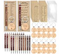 Lincia 40 Sets Christian Gift Bulk Fathers Day Religious Bible Verse Bamboo Pens Bible Scripture Bookmarks Keychains Church Religious Gifts for Sunday School Teacher Women Men Party Supplies