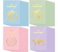 Lincia 48 Pcs Blank Fake Passport Notebook for Classroom,Macaron Color | Blank Coloring Book Bulk, for World Travel Journal, School Project Gift, Airplane Activity, Halloween Party Favor, 4" x 5.5"
