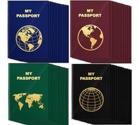 Lincia 48 Pcs Blank Passport Notebook Fake Passport Book Travel Journal Book Bulk Coloring Travel Airplane Activity Decor Projects(Vintage Color)