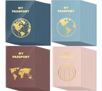 Lincia 48 Pcs Blank Passport Notebook Fake Passport Book Travel Journal Book Bulk Coloring Travel Airplane Activity Decor Projects(Cold Color)