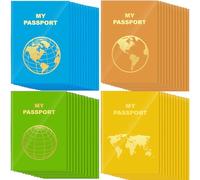 Lincia 48 Pcs Blank Passport Notebook Fake Passport Book Travel Journal Notebook Bulk Coloring Travel Airplane Activity Decor Projects (Bright Color)