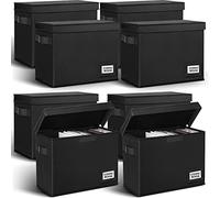 Lincia 8 Pack Comic Book Storage Boxes, 15.4" x 7.5" x 11.4" Book Box Organizer Collapsible with Handles, Stackable Short Bin to Holds 150-180 Comics for Home School Classroom, Black