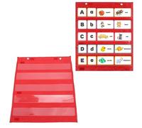 Lincia Classroom Magnetic Pocket Chart - 5 Rows Transparent Pocket, Magnetic Design, Engaging Classroom Tool - for Teachers, Students, Homeschool, Math, Vocabulary (Red)