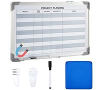 Lincia Project Planning Dry Erase Whiteboard Magnetic Dry Erase Board with Lines Sliding Marker Tray Aluminum Frame White Board Planner for Wall Project Scheduling Track Office Supplies