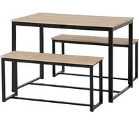 Seconique Lincoln 1+2 Dining Bench Set - Sonoma Oak Effect/Black, Brown
