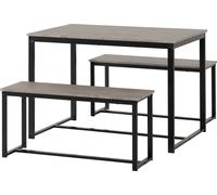 Seconique Lincoln 1+2 Dining Bench Set - Stone Effect/Black, Grey