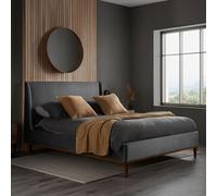 Lincoln Bed - Grey Velvet Fabric - Sizes Available