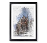 Lincoln Cathedral in England in Abstract Framed Print | A2 Black Framed Wall Art | Ready to Hang | Abstract Cityscape Picture | Living Room Bedroom Lounge Office