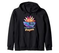 Lincoln City Oregon Sunset Vacation Beach Travel Road Trip Zip Hoodie