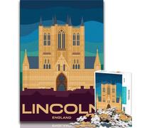 Lincoln Cityscape Jigsaw Puzzles for Adults Teenagers Jigsaws Puzzle,Help The Brain Exercise Addictive Toys to Cultivate Patience Suitable for Couples 38x26cm