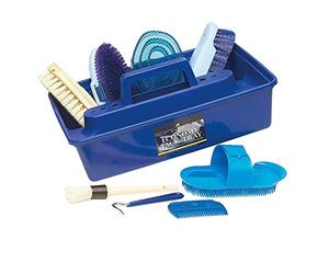 LINCOLN COMPLETE GROOMING KIT IN BLUE FOR HORSES TACK TRAY & BRUSHES