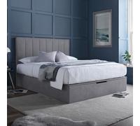 Lincoln Connect Grey Fabric Ottoman Storage Bed Frame - 6Ft Super King Size
