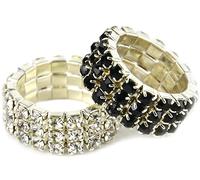 LINCOLN Diamante Plaiting Bands, Black, 5 per pack