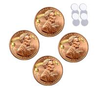 Lincoln Final Penny Collectible Coin, Double-Sided Design, Historic “Last Year of The Cent” Keepsake, for History Buffs, Coins Collectors & Inspirational Keepsake (4Pcs-A)
