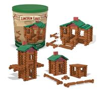 Lincoln Logs | Lincoln Logs 100th Anniversary Tin | Educational Toys for Kids, 111 Piece STEM Learning Kit, Engineering Construction for Kids Aged 8+ | Basic Fun 00854, Brown