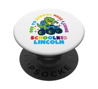 Lincoln Schoolchild personalized Back to School Dino Truck PopSockets Adhesive PopGrip