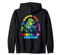 Lincoln Schoolchild personalized Back to School Dino Truck Zip Hoodie