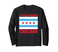 Lincoln Square Chicago Illinois Flag 773 312 Deep Dish Pizza Long Sleeve T-Shirt