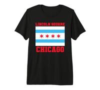 Lincoln Square Chicago Illinois Flag 773 312 Deep Dish Pizza Premium T-Shirt
