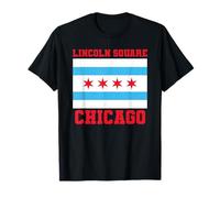 Lincoln Square Chicago Illinois Flag 773 312 Deep Dish Pizza T-Shirt