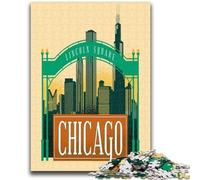 Lincoln Square Chicago Puzzles for Adults And Teenagers, Pattern Assembly Deal As Gifts for The Whole Family Suitable for And 14 1000pcs(50x75cm)